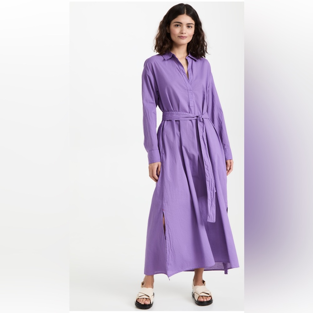 XiRENA Elegant Purple Shirt Dress With Wrap Tie
